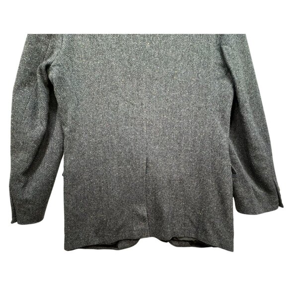 Vintage Circle S Mens Herringbone Blazer Jacket 40L Gray Wool Blend Cowboy Weste - Picture 15 of 16